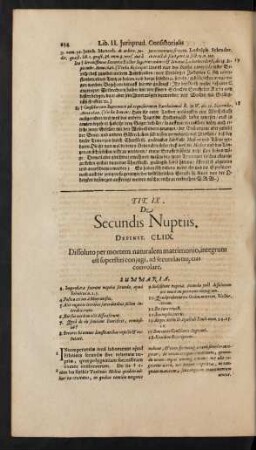 Tit. IX. De Secundis Nuptiis.