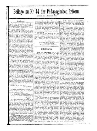 Mitteilungen : Beilage zu Nr. 44 der Pädagogischen Reform