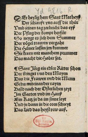 DEr heylig herr Sant Matheyß || Der schleußt vns auff die thür ||