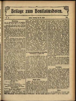 Zweite Ausgabe vom Sonntag, den 30. April 1911.
