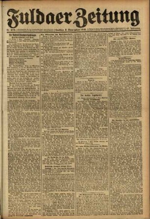 Ausgabe vom Freitag, den 08. November 1918.