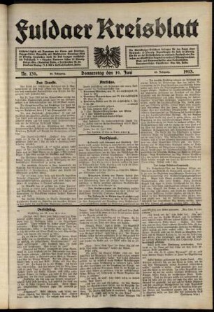 Ausgabe vom Donnerstag, den 19. Juni 1913.