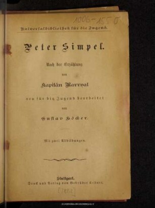 Peter Simpel : nach der Erzählung von Kapitän Marryat