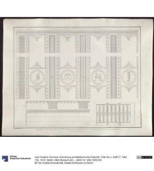 Sammlung architektonischer Entwürfe. Tafel 48 ( = Heft 17, Tafel 108, 1831): Berlin. Altes Museum am Lustgarten. Entwurf für die Decken in den Skulpturensälen