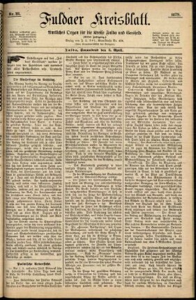 Erste Ausgabe vom Samstag, den 05. April 1879.