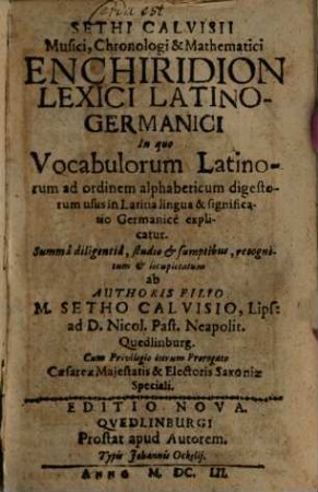 Enchiridion lexici latino-germanici