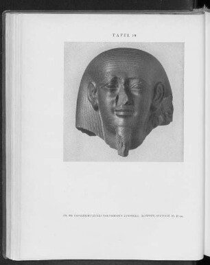 Tafel 19 (25, 108) Basaltkopf eine vornehmen Ägypters. Ägypten, Spätzeit. H.: 15 cm.