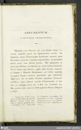 Argumentum : a Stanleio conscriptum