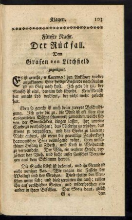 Fünfte Nacht. Der Rückfall.