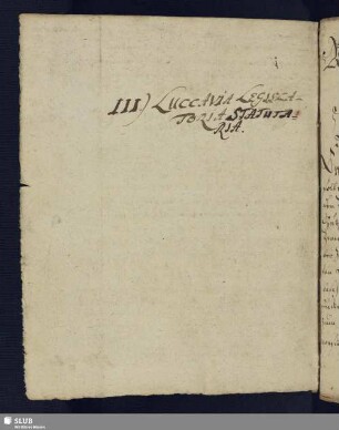 III. Luccavia Legislatoria