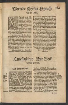 Ecclesiasticus. Dat Böck Jhesus Syrach.