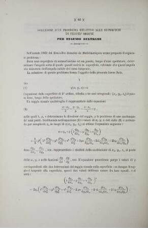 Soluzione d'un problema relativo alle superficie di second' ordine.