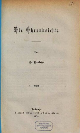 Die Ohrenbeichte : von J. Rieks