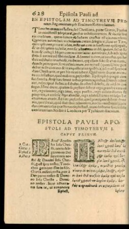In Epistolam Ad Timotheum Priorem Argumentum ...