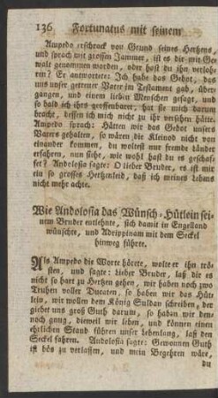 Wie Andolosia das Wünsch-Hütliein seinem Bruder entlehnte, sich damit in Engelland wünschte ...