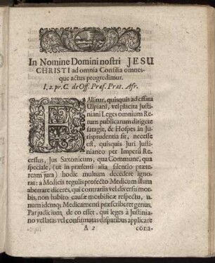 In Nomine Domini nostri Jesu Christi ad omnia Consilia omnesque actus progredimur.