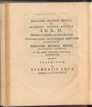 XIV. De Submersis Aqua Observationes