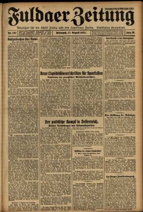 Erste Ausgabe vom Mittwoch, den 23. August 1933.