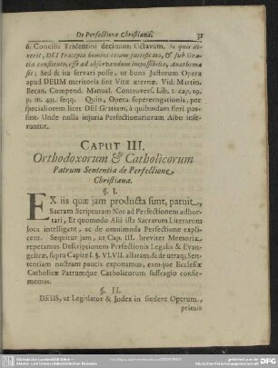 Caput III. Orthodoxorum & Catholicorum Patrum Sententia de Perfectione Christiana