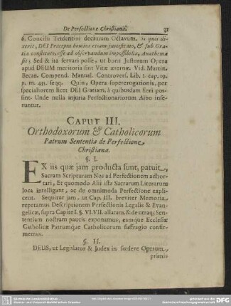 Caput III. Orthodoxorum & Catholicorum Patrum Sententia de Perfectione Christiana