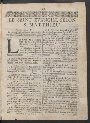 Le Saint Evangile Selon S. Matthieu
