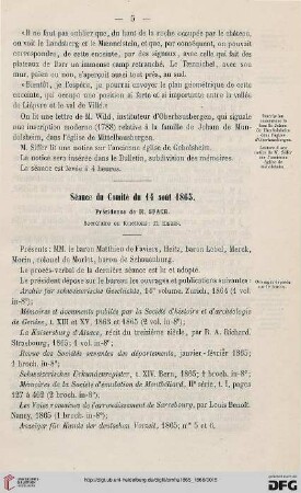 Séance du Comité du 14 août 1865