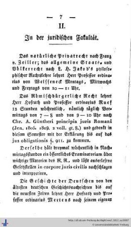 II. In der juridischen Fakultät.