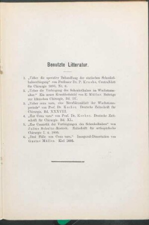 Benutzte Litteratur.