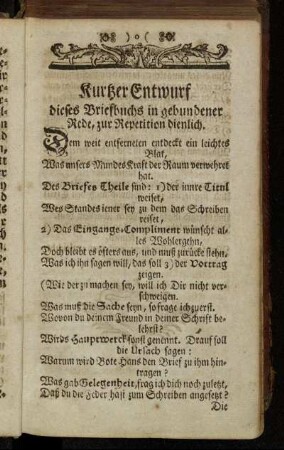 Kurtzer Entwurf dieses Briefbuchs in gebundener Rede, zur Repetition dienlich.