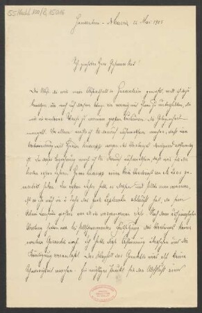 Brief an Ludwig Strecker  und B. Schott's Söhne : 22.05.1905