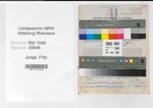 Entnazifizierung Fritz Junge , geb. 17.10.1894 (Kaufmann)