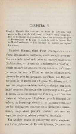 Chapitre V. L'amiral Bonard. Ses intentions ...