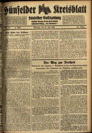 Zweite Ausgabe vom Dienstag, den 12. Juli 1932.