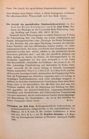 341-342 [Rezension] Jeremias, Joachim, Die sozialen Verhältnisse