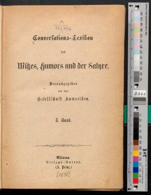 Bd 3: Conversations-Lexikon des Witzes, Humors und der Satyre