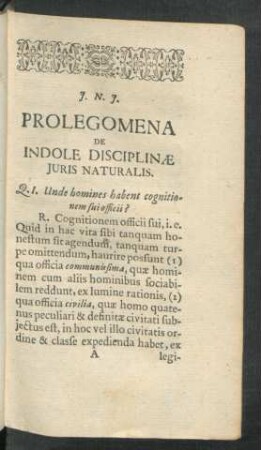 Prolegomena De Indole Disciplinae Iuris Naturalis