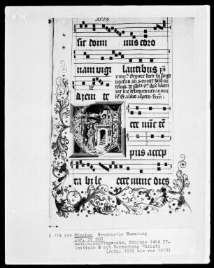 Initiale E mit Versuchung Christi