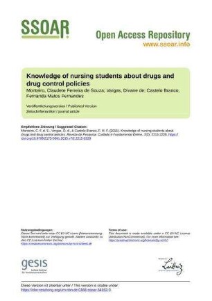 Knowledge of nursing students about drugs and drug control policies