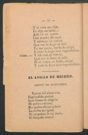 El anillo de hierro. : Canto de Margarita
