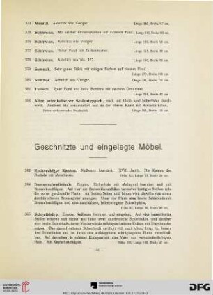 Geschnitzte und eingelegte Möbel (Nr. 383-402)