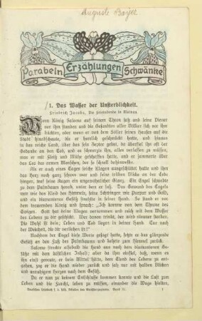 I. Parabeln, Erzählungen, Schwänke
