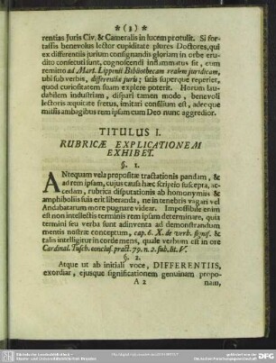 Titulus I. Rubricae Explicationem Exhibet