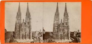 Regensburg. Dom St. Peter, Westfront. Stereofoto (Albuminpapier auf Karton), um 1885/1890