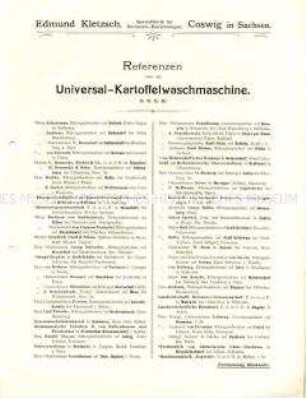 Referenzen über die Universal-Kartoffelwaschmaschine.