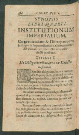 Synopsis Libri Quarti Institutionum Imperialium, ...