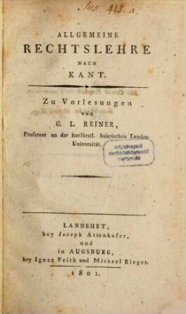 Allgemeine Rechtslehre nach Kant