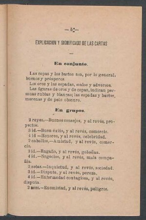Explicación y significado de las cartas