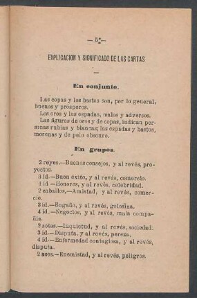 Explicación y significado de las cartas
