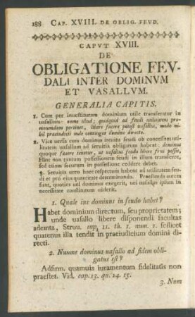 Caput XVIII. De Obligatione Feudali Inter Dominum Et Vasallum