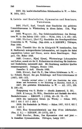 5. Latein- und Realschulen. Gymnasien und Seminare. Turnwesen